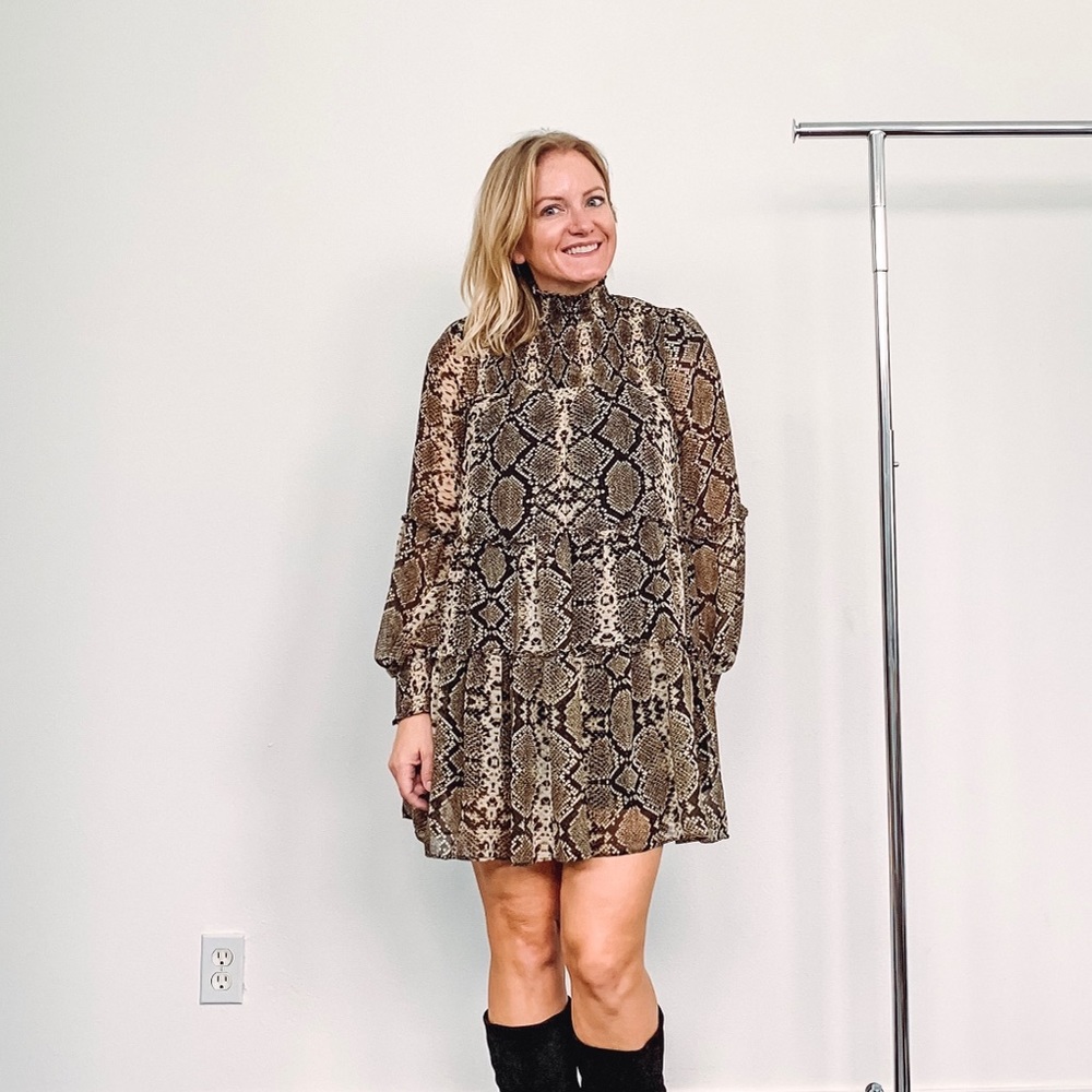 Snakeskin print baby doll dress size small